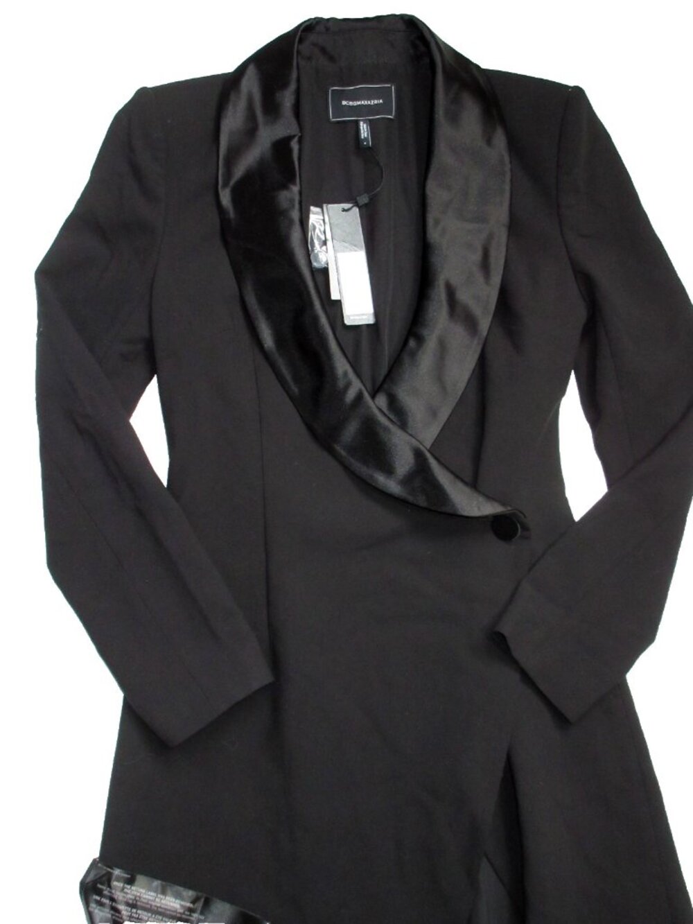 NWT BCBG MaxAzria Luciano Tuxedo Gown in Black Coat Jacket Dress 8 $498 - Picture 6 of 9